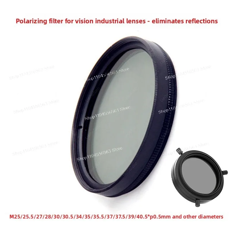 Machine Vision Polarizer Filter M25 M25.5 M27 M30.5 Pitch 0.5mm Industrial Lens CPL Filter for Anti‑Glare Image Processing
