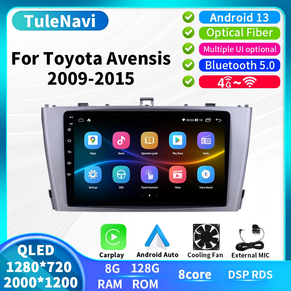 Car Android Radio For Toyota Avensis T25 2002 - 2008 T27 2009 - 2015 Multimedia Player GPS Carplay 2K Screen DSP Auto Stereo