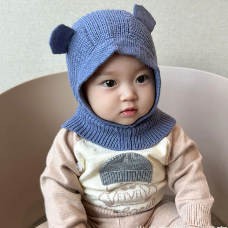 Baby Scarf Hats Autumn Winter Crochet Soft Infant Girls Boys Beanie Cap Solid Color Kids Knitted Warm Ear Protection Bonnet Hats