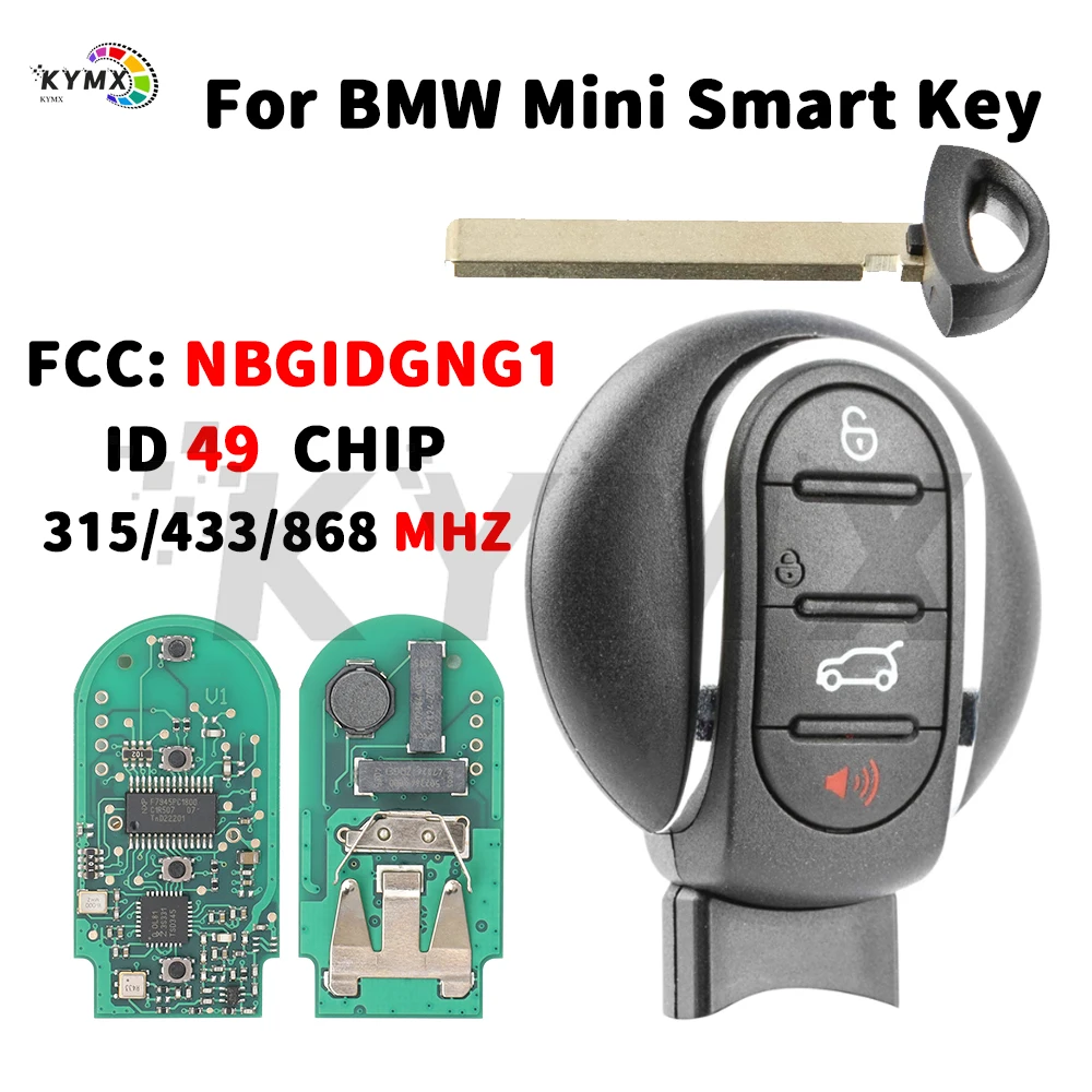 KYMX FCC:NBGIDGNG1 315/433/868MHz 49Chip Keyless Smart Remote Car Key for BMW Mini Cooper Countryman Clubman F54 F55 F56 F57 F60