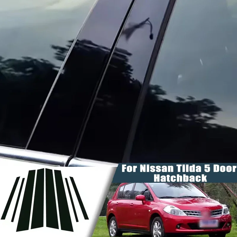 

For Nissan Tiida 5 Door Hatchback 2005-2010 2006 Window Trim Covers Center Film Column B C Pillar Posts Sticker Car Accessories