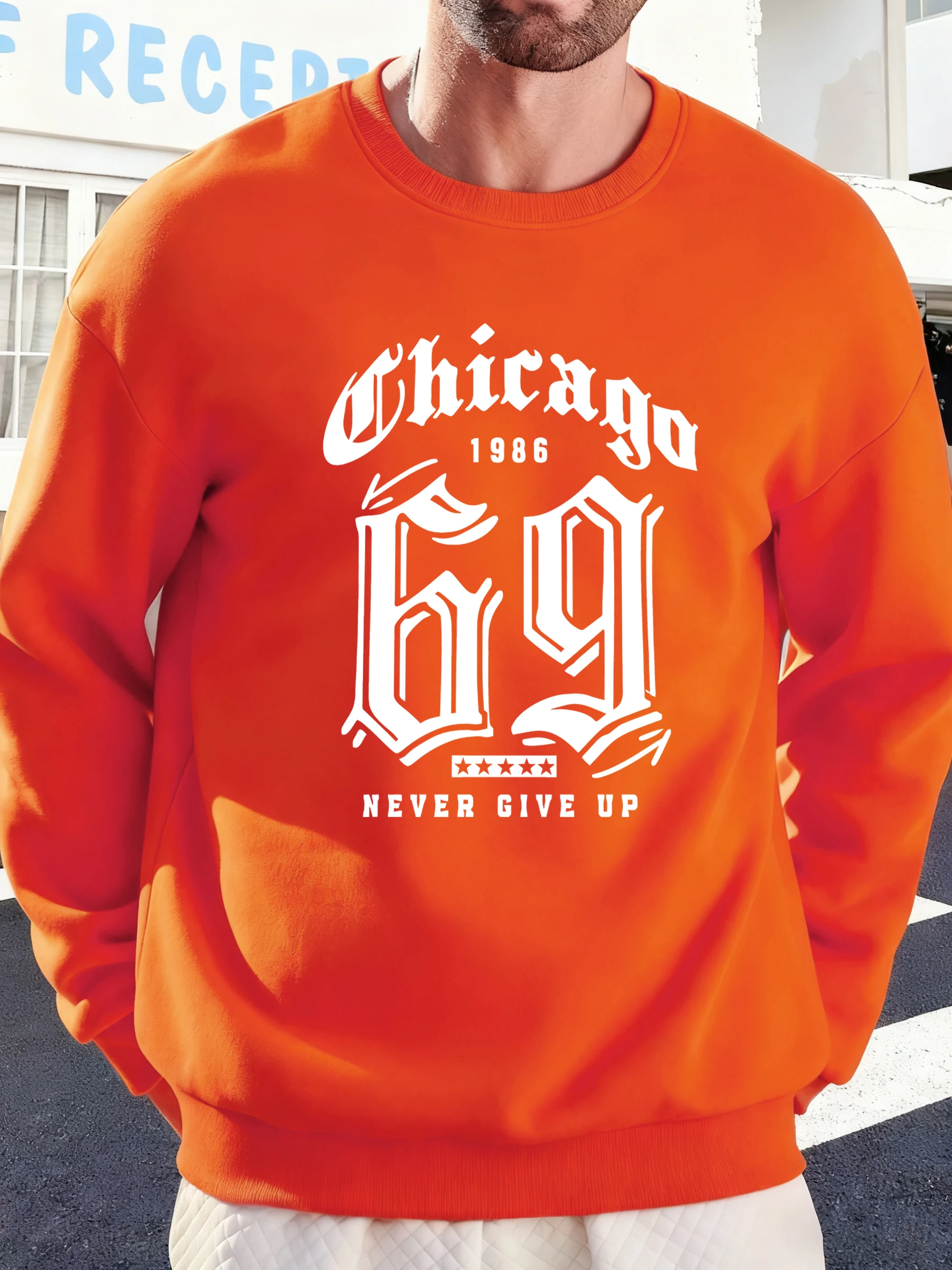 سويت شيرت رياضي ناعم مطبوع من Chicago Never Give Up، بلوفرات دافئة، ملابس كاجوال عصرية، ملابس رياضية مريحة في الشارع #1