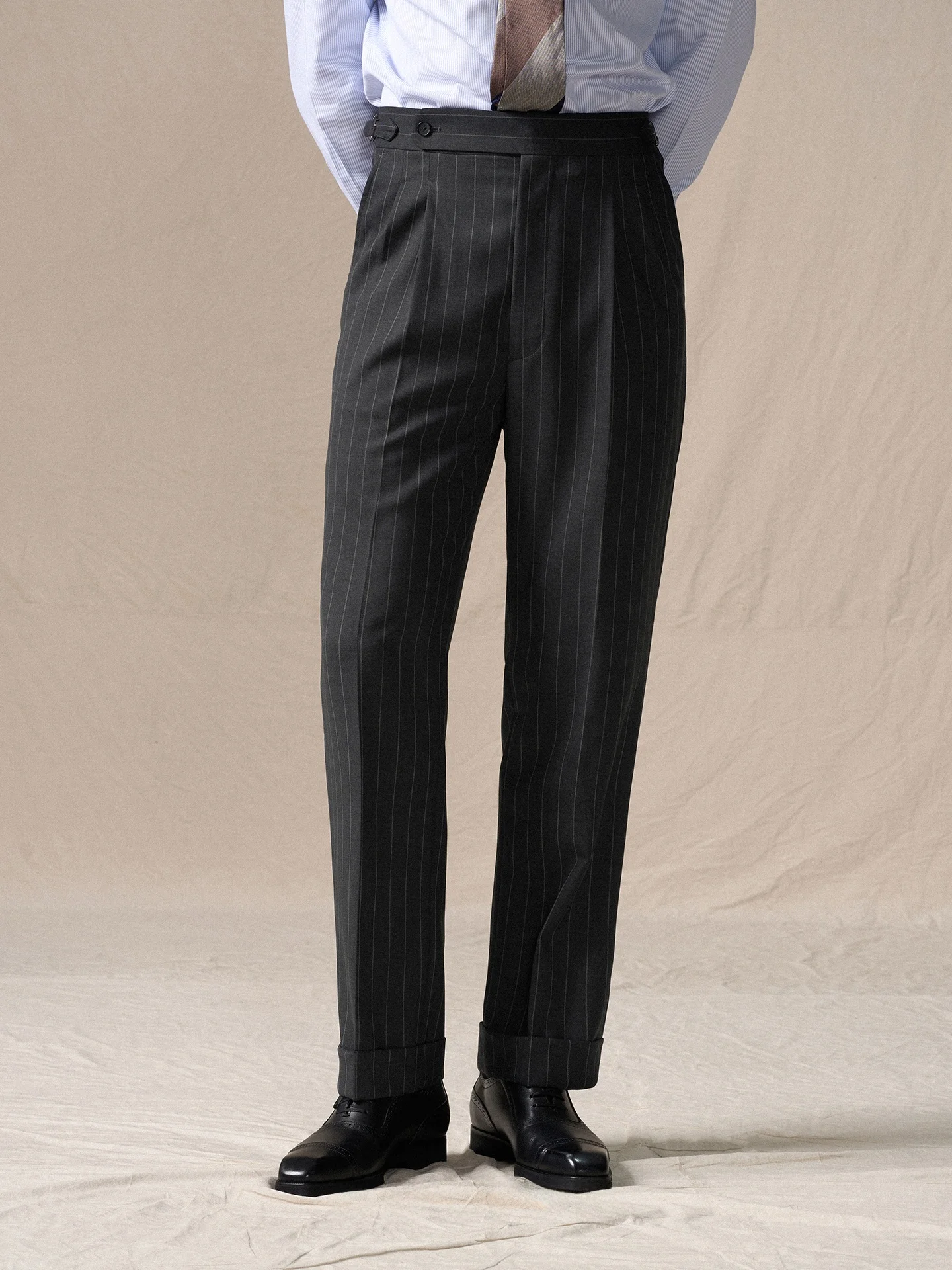 

Мужские шерстяные брюки Cultum: прямой крой, высокая талия, немнущиеся, в полоску, из 70% шерсти и 30% полиэстера, для повседневной носки и поездок на работу