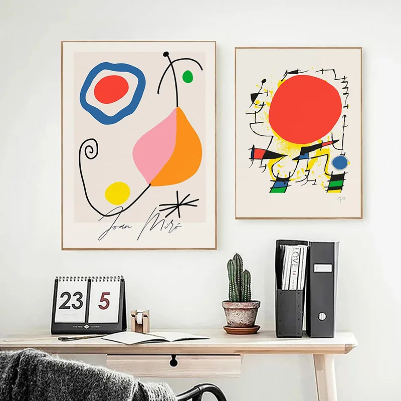 Famous Painter Joan Miró Artwork Surrealism Abstract Retro Poster Canvas Paintings Wall Art Pictures For Living Room Home Decor