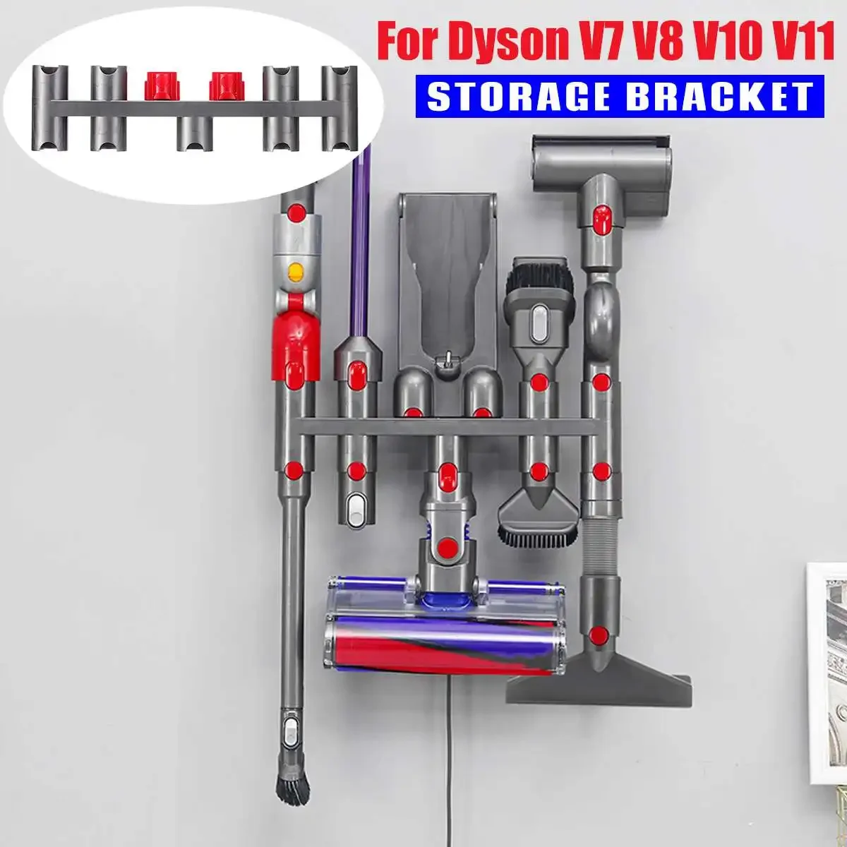 

Базовая щетка для Dyson V7 V8 V10 V11 K9, инструмент с соплом, кронштейн, оборудование для хранения, аксессуары для пылесоса без отверстий