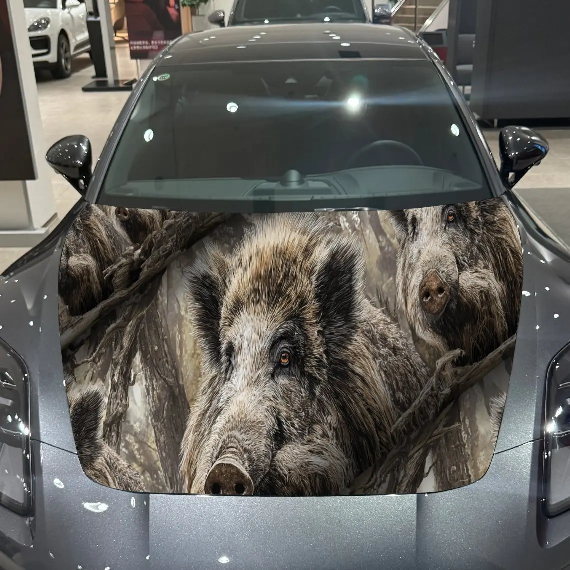 

Ferocious Brown Boar Car Hood Vinyl Stickers Car Surface Protection Decal Car Decoration Cover Vinyl Wraps Waterproof Self-adhes