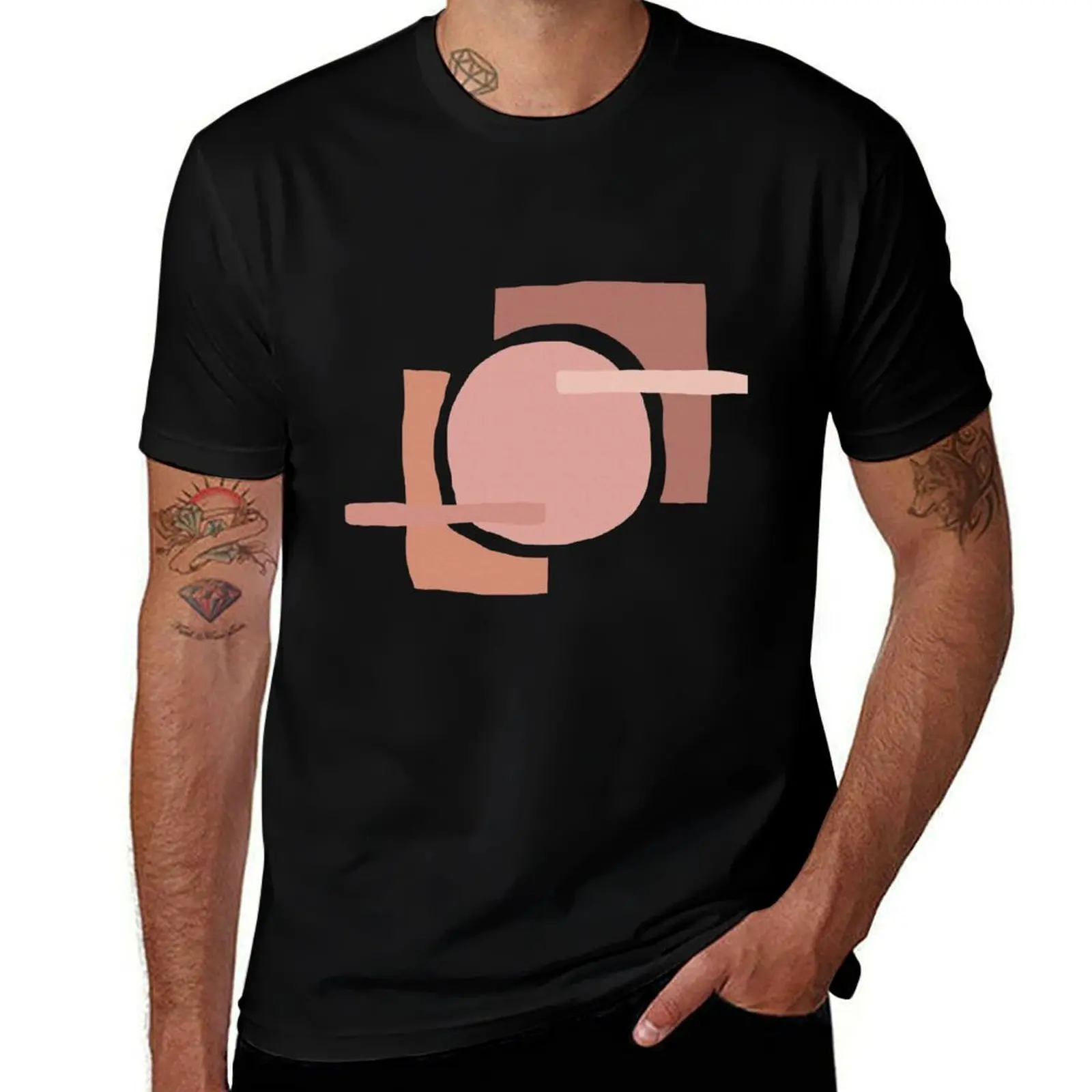 BLUSH PINK ABSTRACT T-Shirt Simple Line Art Print Tee T-Shirt