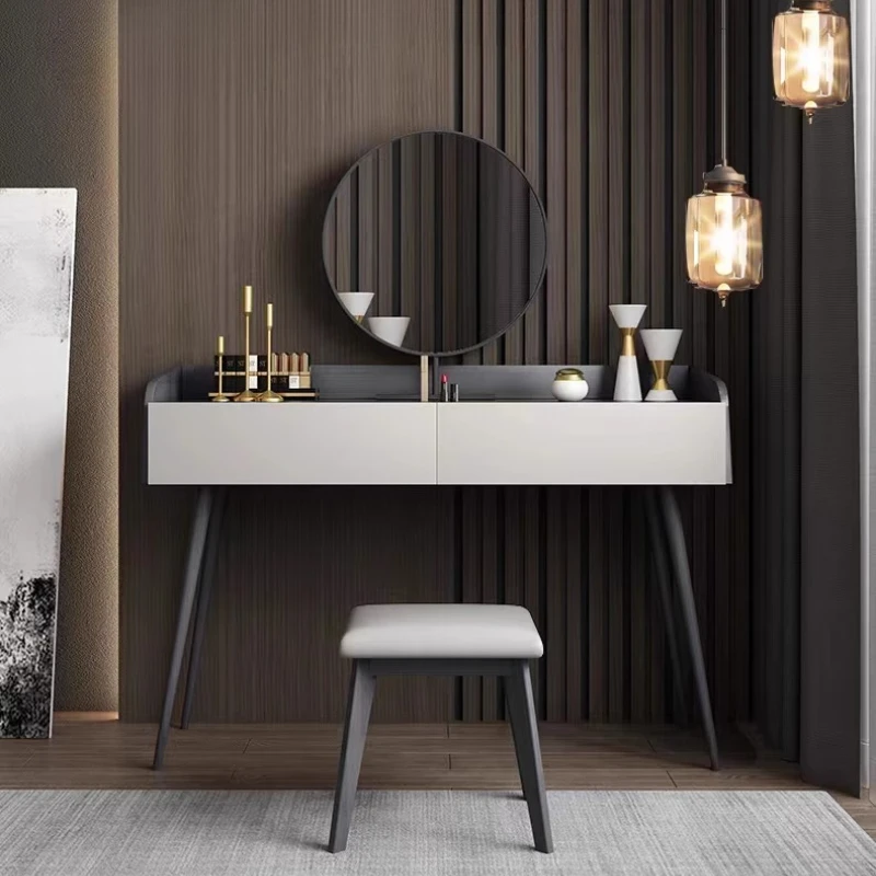 

Modern Minimal Dressing Table Drawers Makeup Mirror Women Bedroom Dresser High End Texture Tocador Maquillaje Dresser Furniture