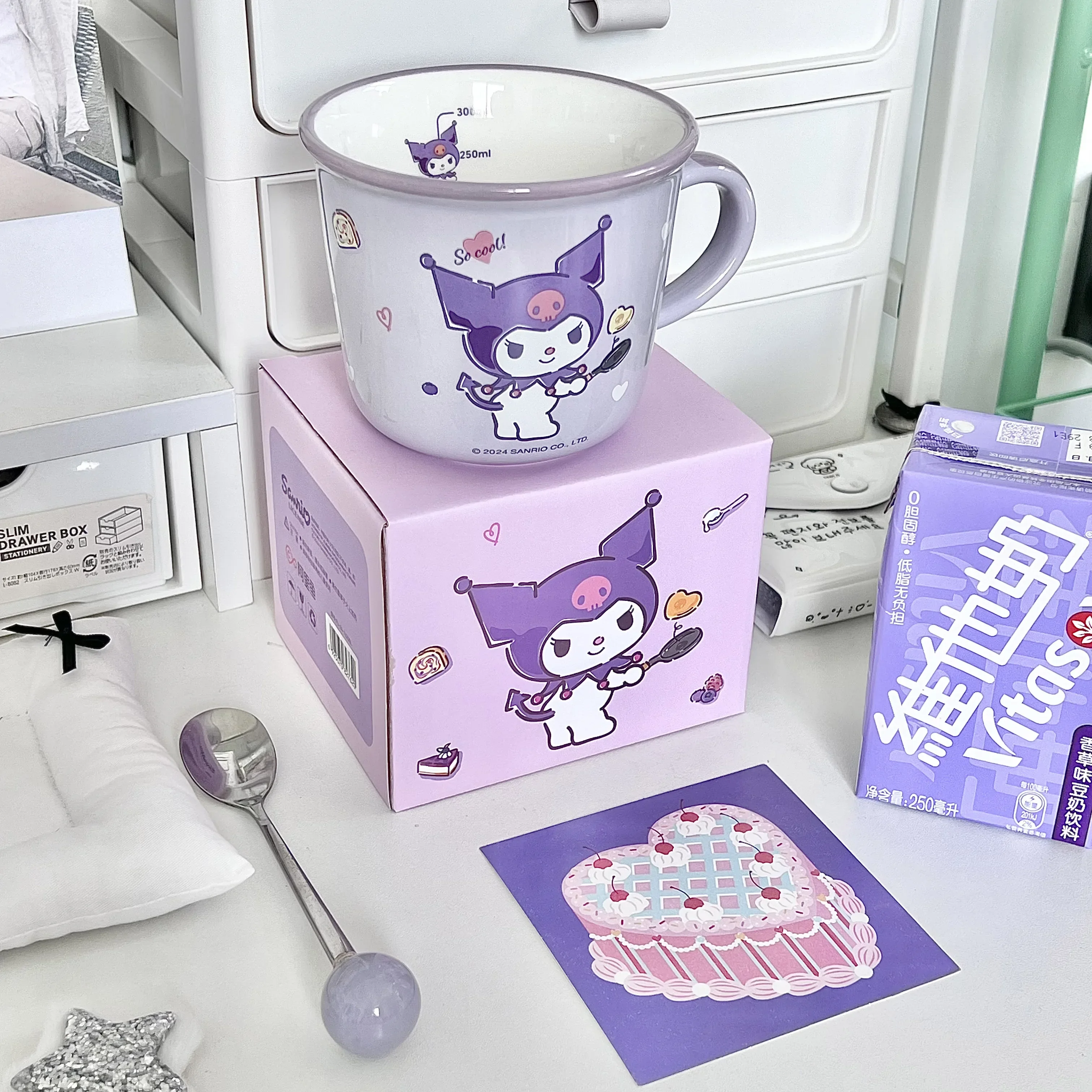 sanrio cute ceramic cup cartoon breakfast milk coffee drinking cup children kuromi mug girl gift creativity Anime Peripherals