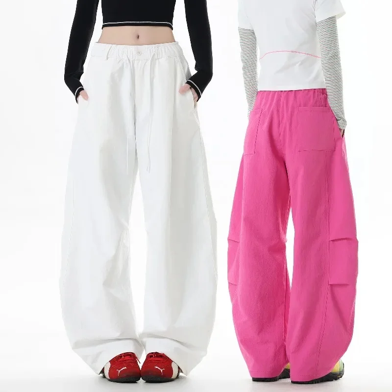 Women's Water-Repellent Twill Cargo Pants – Low-Waist, Loose Fit with Drawstring Waist for Urban Outdoor & Casual Wear