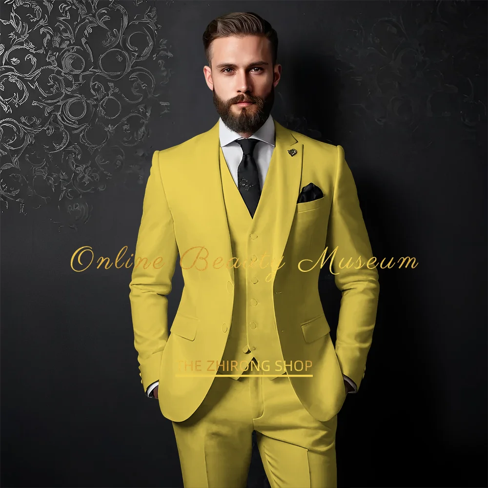 Classic White 3-Piece Slim Fit Suit Men Groom Tuxedo For Wedding Prom Birthday Dating Thanksgiving Party Wear, bespoke for Men