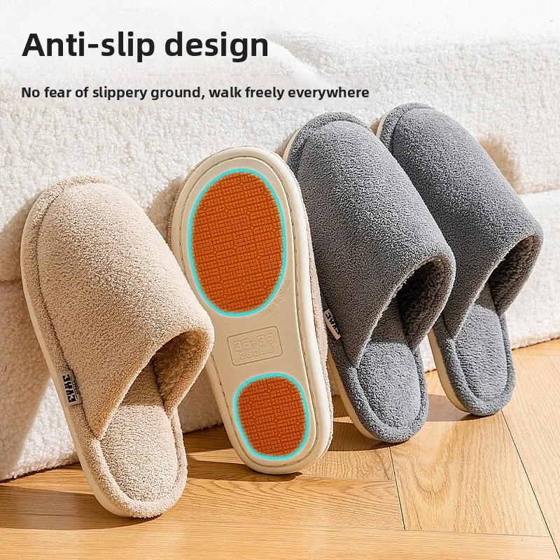 New Winter Men Felt Platform House Slippers Ultra Warm Cushion Cozy Living Non-Slip TPR Outdoor Indoor House