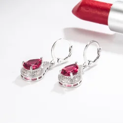 Origin Ruby Jewelry Drop Earring Women 925 Sterling Silver Geometric SAPPHIRE Gemstone Aros Mujer Oreja Bizuteria Ruby Orecchini