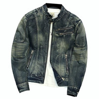 Autumn and Spring New Fashion Trend Vintage American Motorcycle Denim Jacket Men's Loose Sports Plus Size High Quality Outerwear
