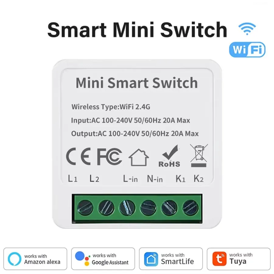 Wifi ZigBee Smart Switch Mini 16A/20A Relais Alexa Google Home Afstandsbediening Spraakbesturing DIY Vertraging 2-weg Slimme Stroomonderbreker