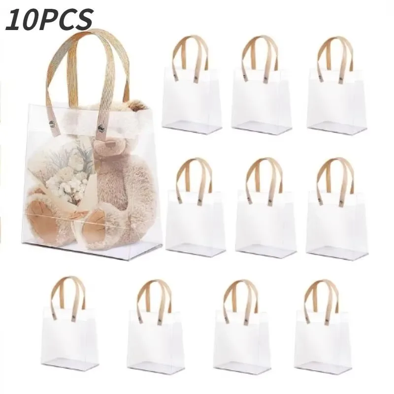 Bolsa de regalo navideña de 10 Uds., bolsa de dulces de regalo de compañero ecológica, bolsa de regalo de cumpleaños, aniversarios, bolsa de mano esmerilada