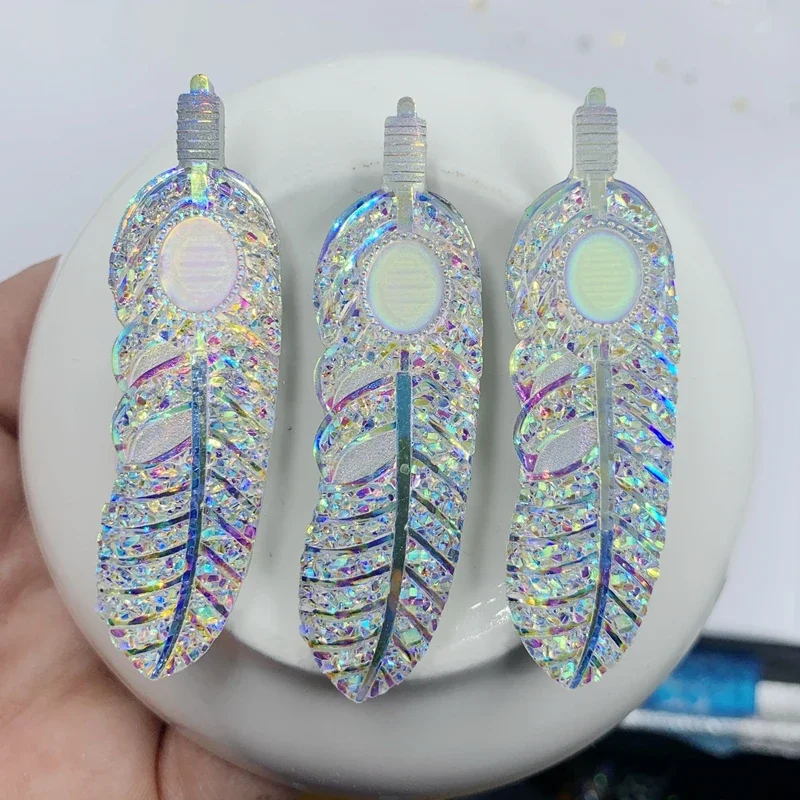 8pcs Fashion crystal rhinestones flatback leaf&feathers gem stones DIY Bead Work wedding decoration -E50