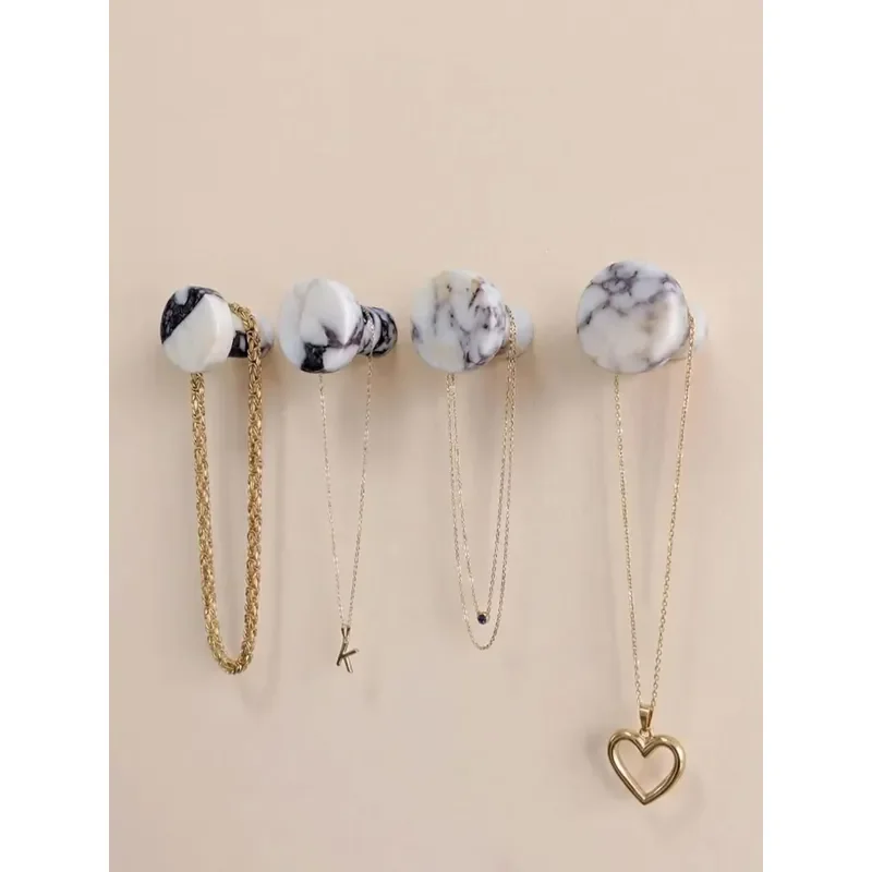 Italian Style Light Luxury Polished Natural Marble Wall Hook for Villa Entrance Coat Hanger Modern Home Decor Accessory