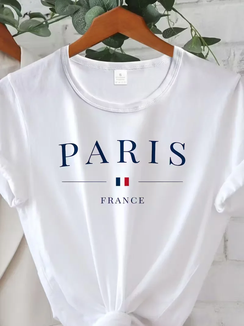 2025年新作レターパターンプリントユニセックスストリートファッショントレンド半袖純綿ラウンドネック半袖シャツ