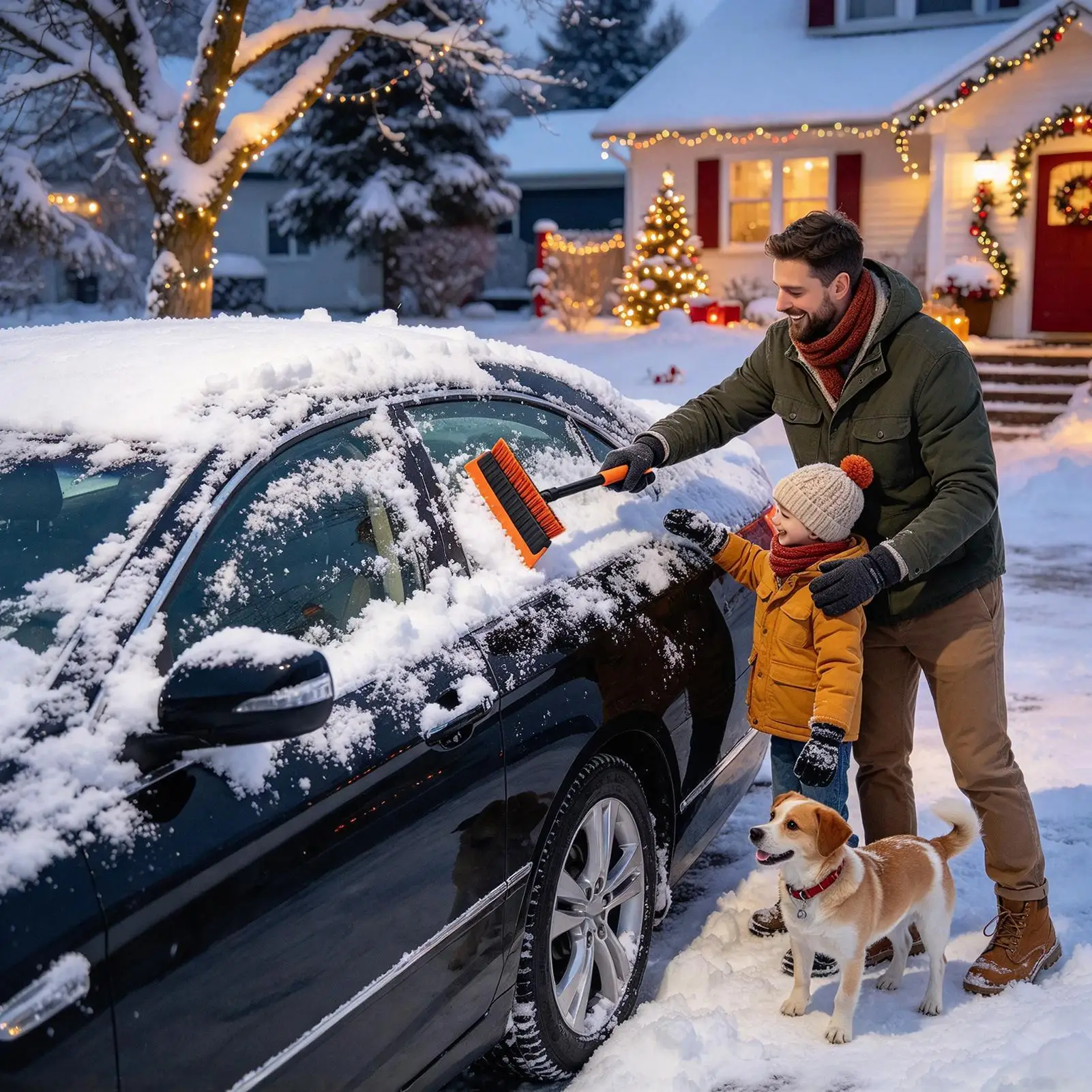 Snow Broom For Car Non-Scratch Cleaning Tool Pole Not Included Roof Snow Rake For Car Truck Automotive Suv Windshield Ice