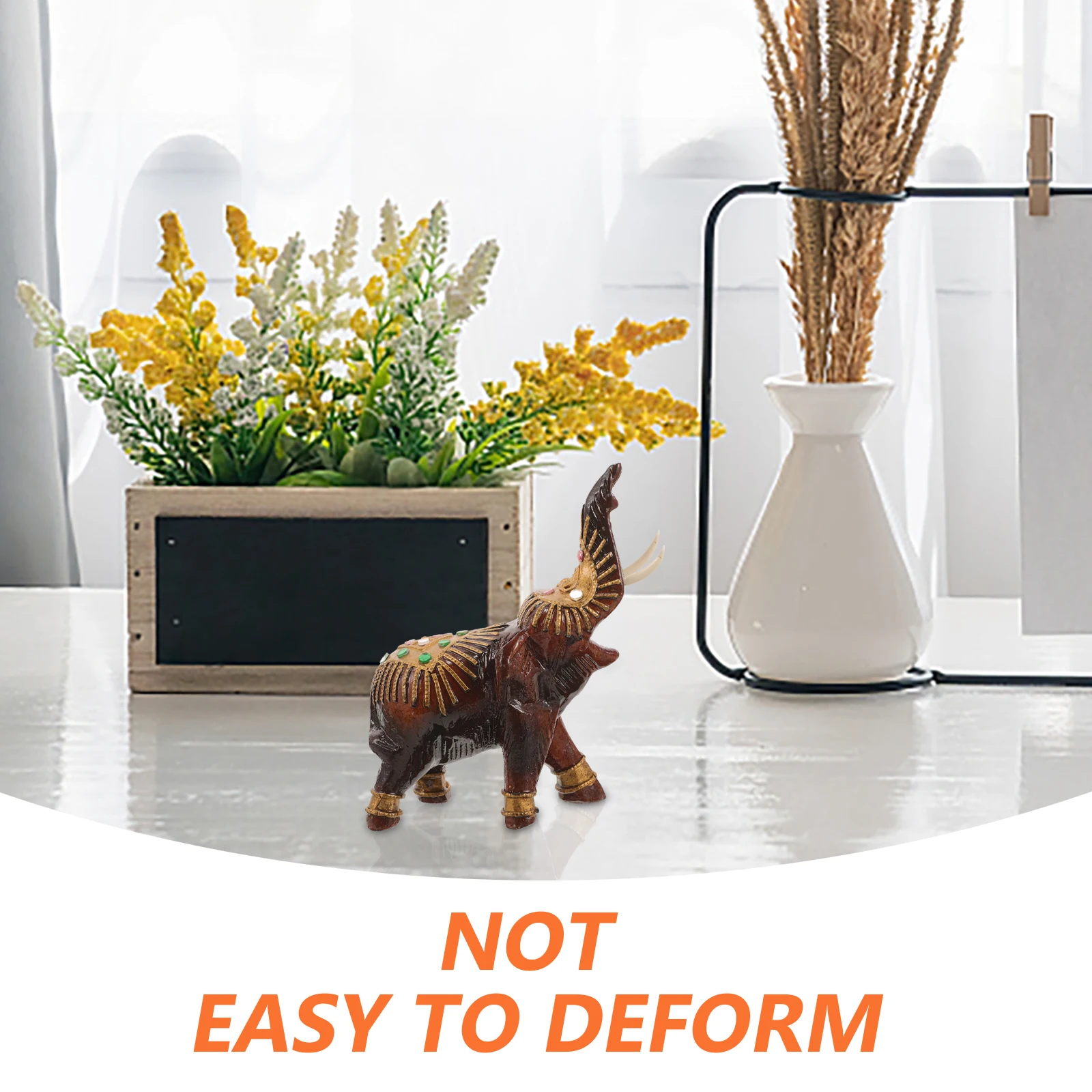 

Wooden Elephant Carving Statue Ornament Home Office Decor Gift Wood Animal Craft Small Living Room Decoration for Household