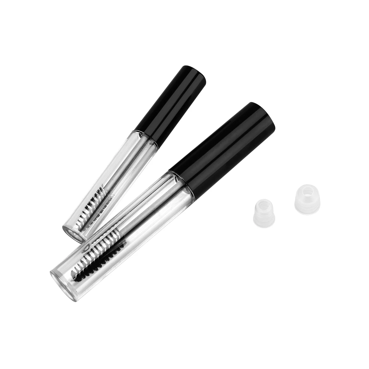 

2Pcs Eyelash Cream Bottle Empty Eyelashes Tube with Black Lid for DIY Mascara Eyelash Serum Storage Compact Travel Sizes