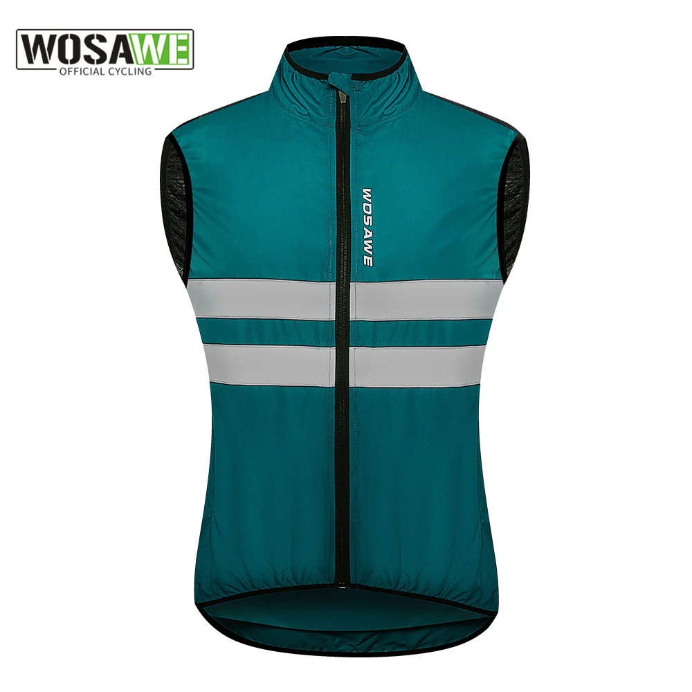 WOSAWE Mens Ladies Bike Vest Reflective Cycling Vest Windproof Breathable Sleeveless Jacket Running Vest Coat