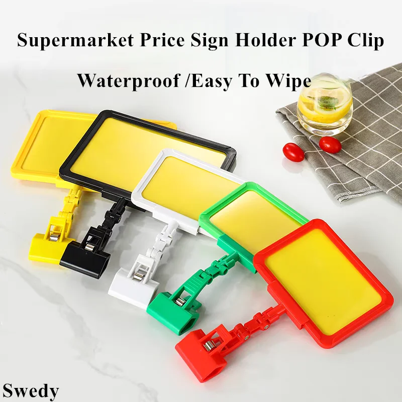 5 Pieces A5 Plastic Supermarket Fruit Price Label Holder Promotion POP Clips Sign Paper Card Ticket Holder Frame