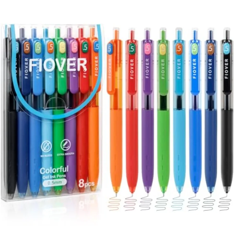 

Colored Gel Pens, 8 Pack 0.5mm Quick Dry Fine Point Pens, Smooth Writing Colorful Gel Ink Pens for Journaling, Planner, Note Ta