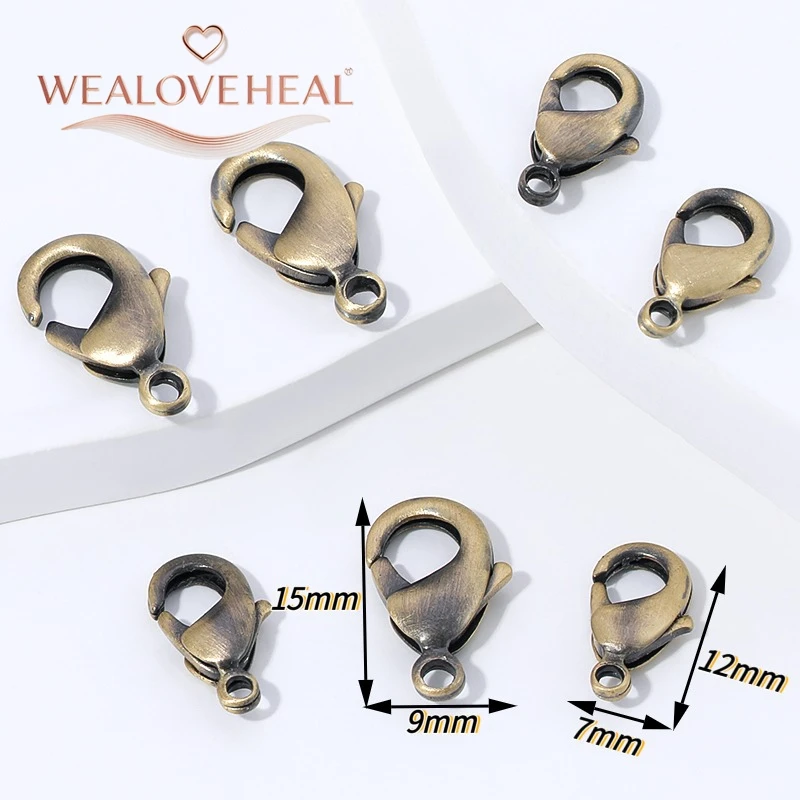 armband verschluss，12mm 15mm Antik-Bronze Messingbeschichtete Karabinerverschlüsse für DIY Schmuckherstellung Armband Halskette Zubehör Großhandel Bastelbedarf – Detail 16