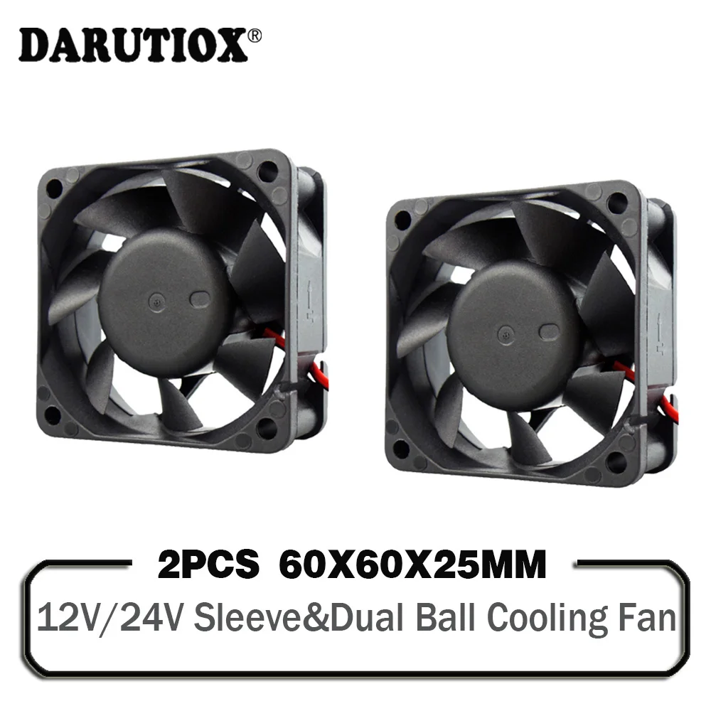 

2 Pieces DC 5V 12V 24V 60mm 60x60x25mm Cooling Fan 6025 PC Computer Cooler Fan Axial Fan Sleeve Ball Bearing Industry Fans