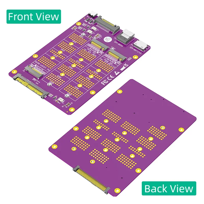 Adaptador 3 em 1 M.2 SSD NVME para U.2 SFF-8639 + NVME para SFF-8611/12 + NVME para SFF-8654 SATA/Tipo-C Fonte de alimentação para 2230-2280 M2 SSD