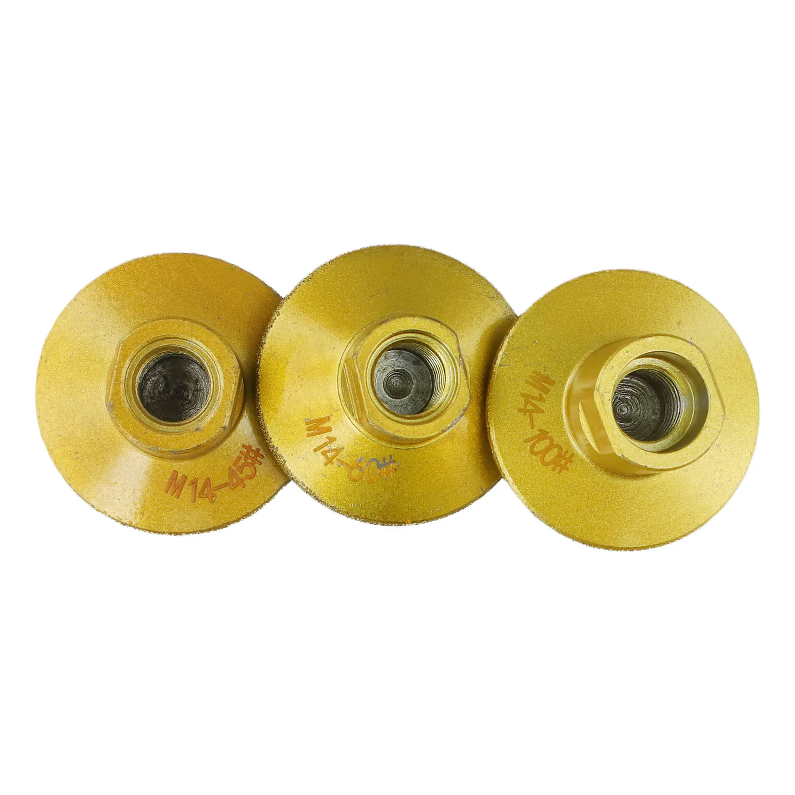 3pcs Grinding Wheel Brazed Grinding Head 14mm Thread For Marble Granite Terrazzo Quartz Concrete Polishing