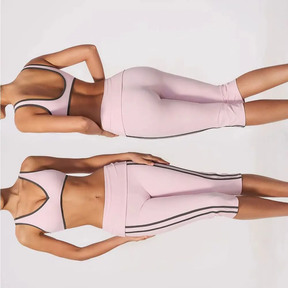Gym Clothes Women Yoga Set 2Pcs Halter Sports Bra Capri Leggings High Waist Workout Pants Gym Fitness Top Sportswear Suit Summer