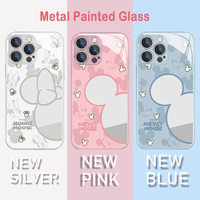 Cute Mickey Minnie Metallic-Color Phone Case For Samsung S10 20 21 22 23 8 9 24 FE PLUS Ultra 5G Glass Hard Cover