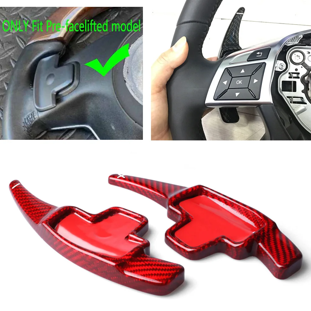 

2Pcs Carbon Fiber Steering Wheel shift Paddle Shifter for Mercedes Benz A B C E GLA GLS M GL Class GLK SLK X166 W166 W218 X156