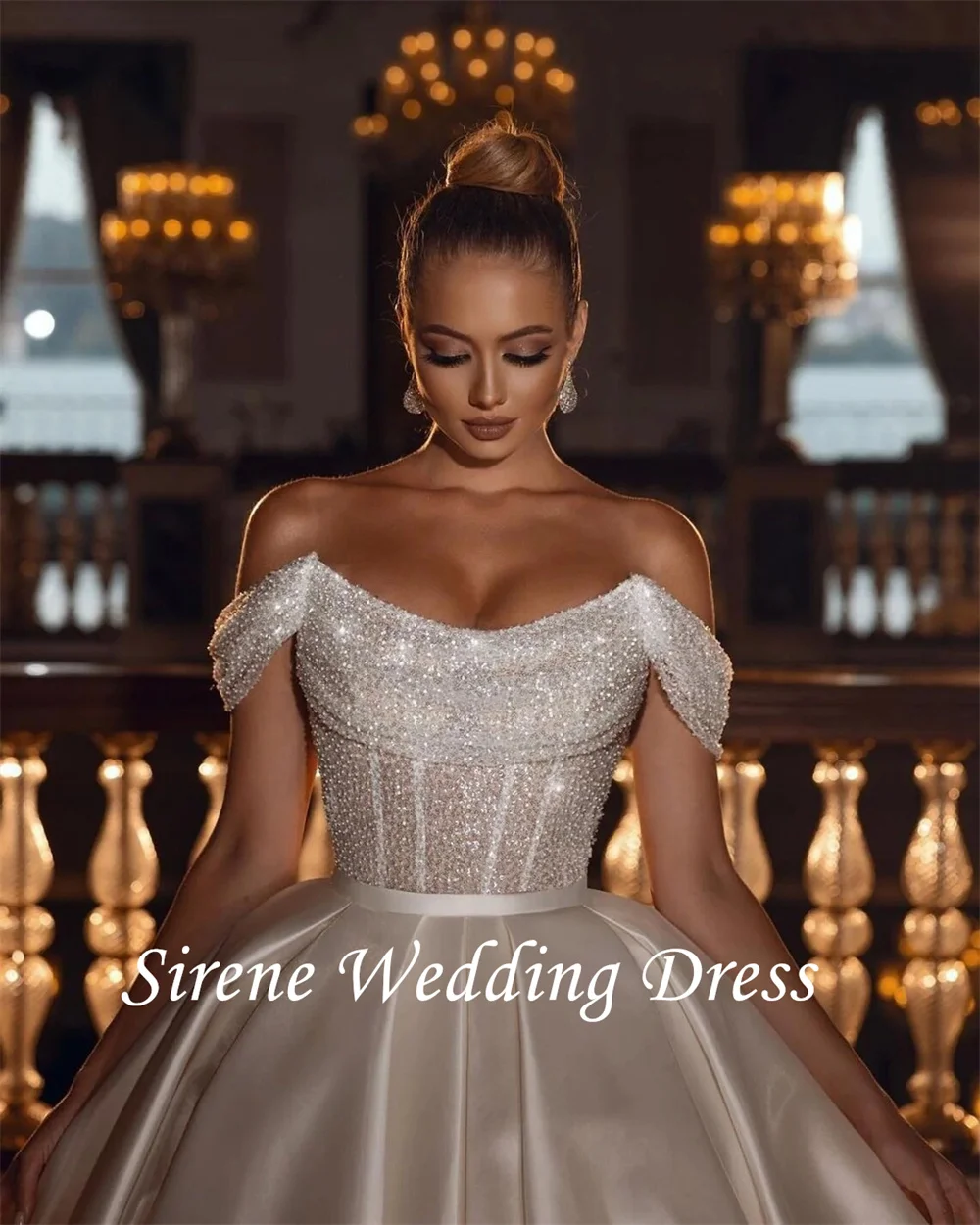 Sirene Sweetheart Off The Shoulder Wedding Dress For Women 2024 Backless Sweep Train Lace Appliques A Line Vestido De Novia