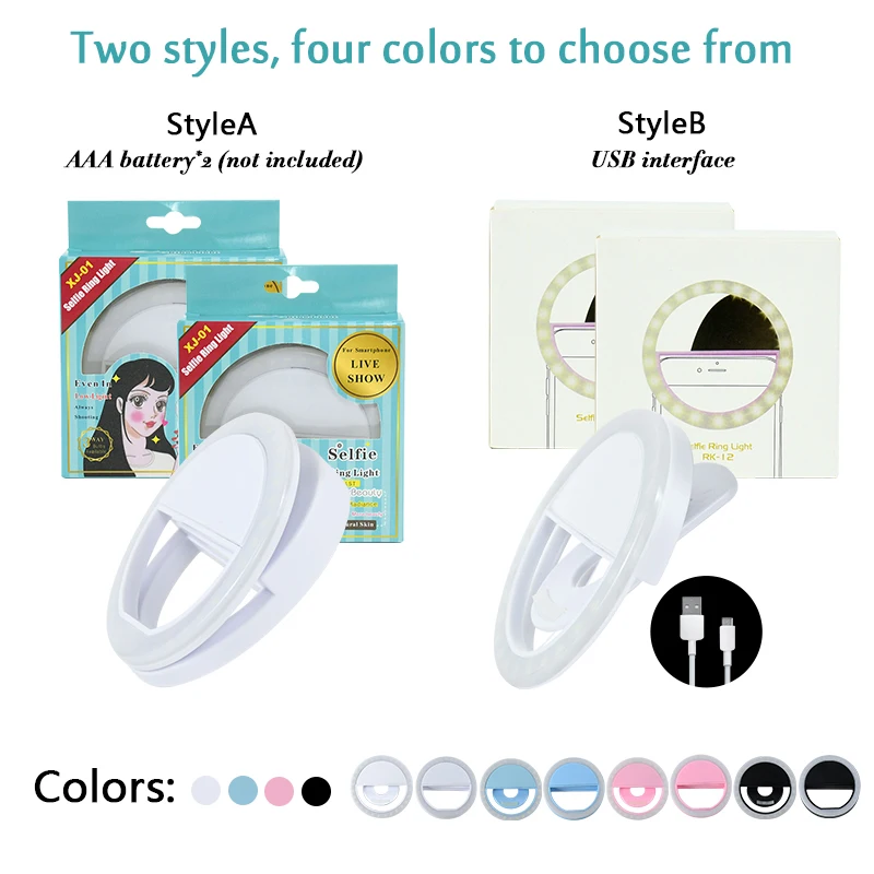 USB/Battery Powered Led Selfie Ring Light for Mobile Phone 8 cm Mobile Phone Fill light Ring Mobile Live Accessories