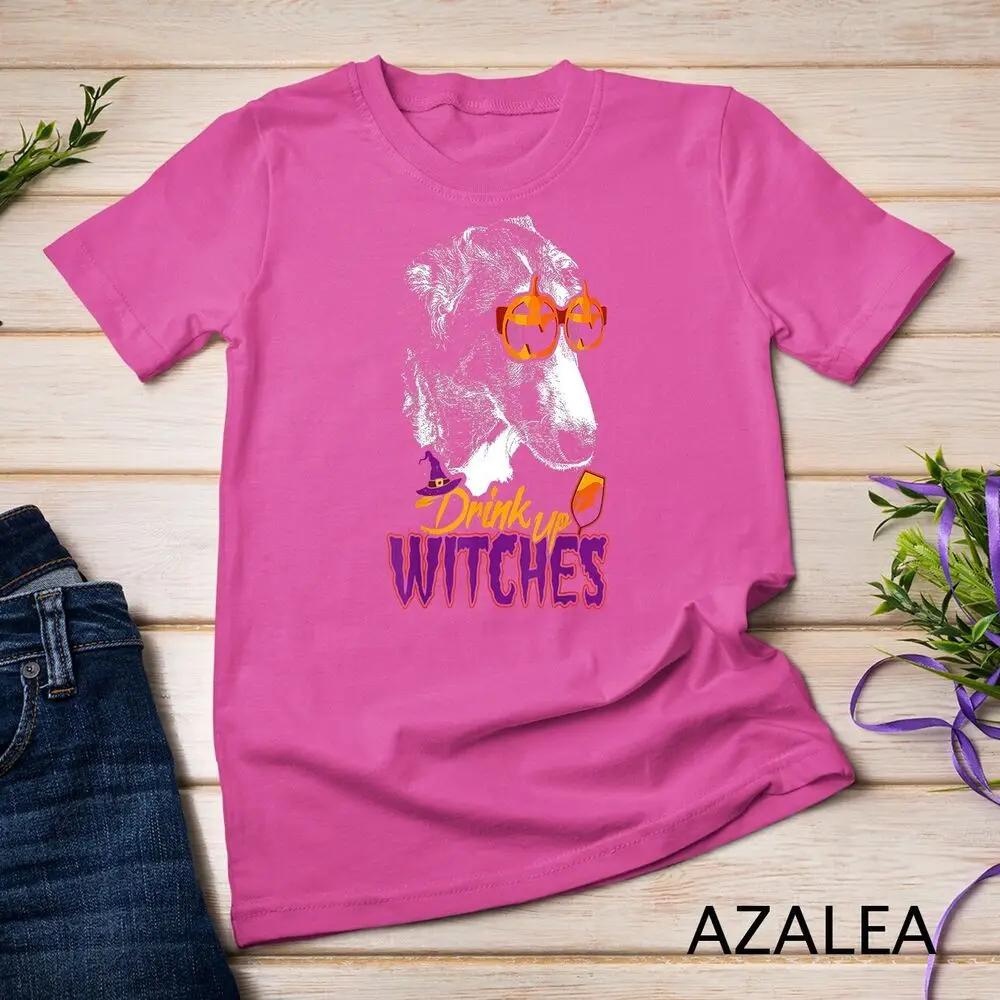 Borzoi Drink Up Witches Funny Halloween Unisex T-shirt