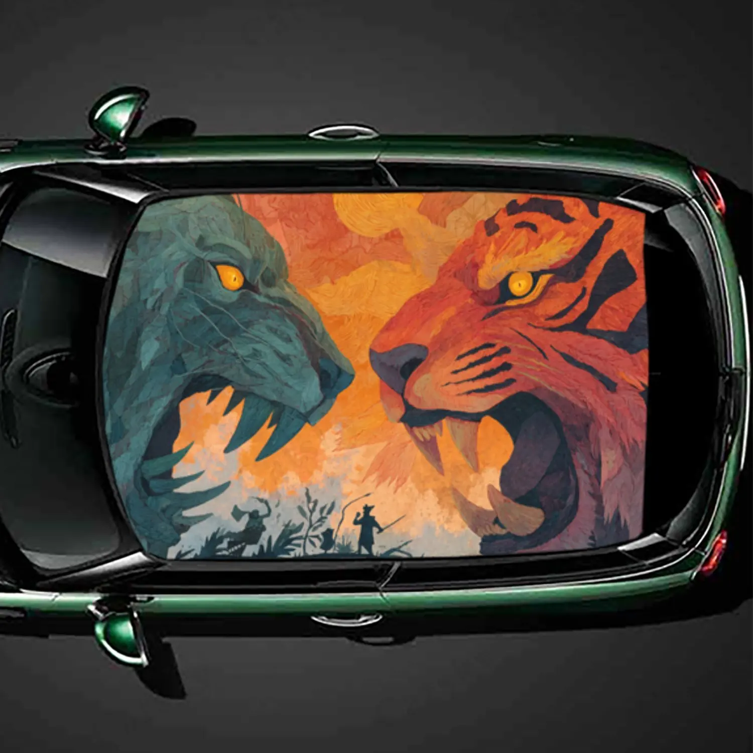 

Phantom Beast Duel Print PVC Car Roof Sticker, Self-Adhesive Waterproof Car vinyl Decal, Car Decoration Protection Stickers, Eas
