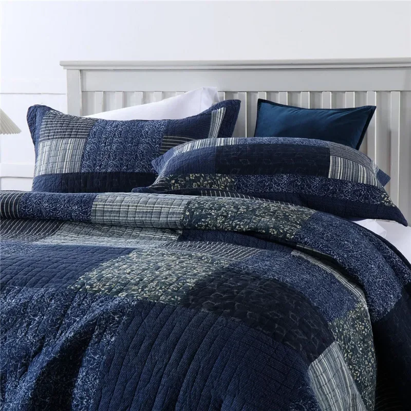 Vintage Cotton Quilt Set Patchwork Bedspread on the Bed Home Quilted Blanket Coverlet Queen King Bed Cover Plaid Mattress Topper