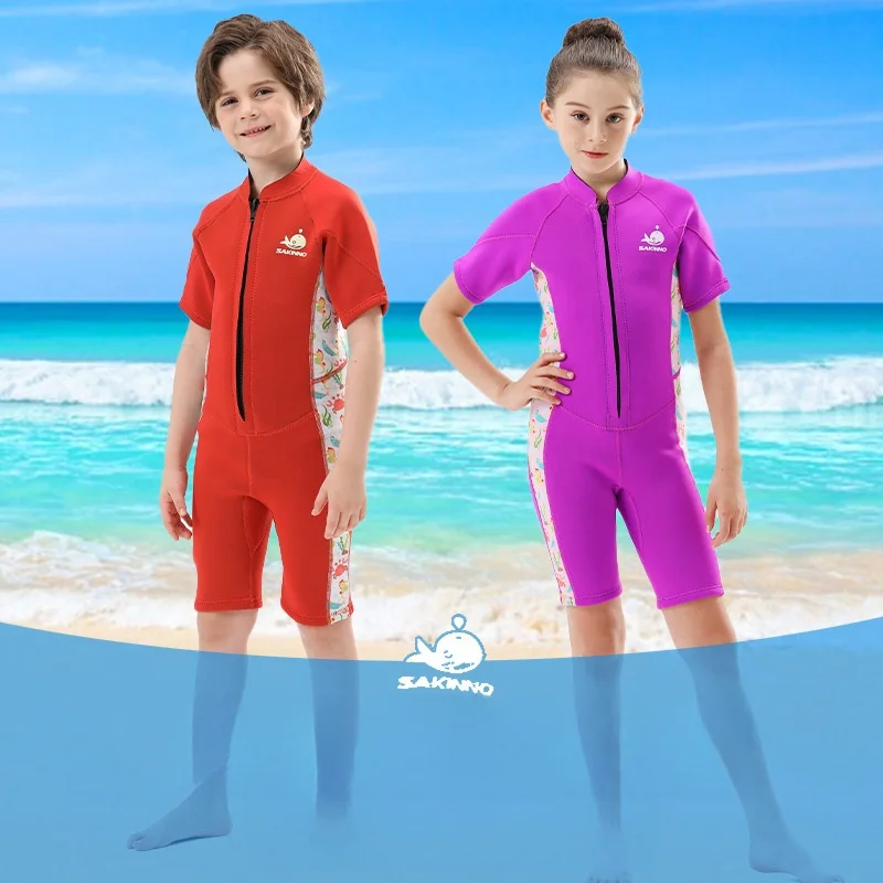 Kids Wetsuit for Girls Boys, 2.5mm Shorty Neoprene Front Zip Wet Suits Keep Warm for Water Sports Surfing Snorkeling Swimming