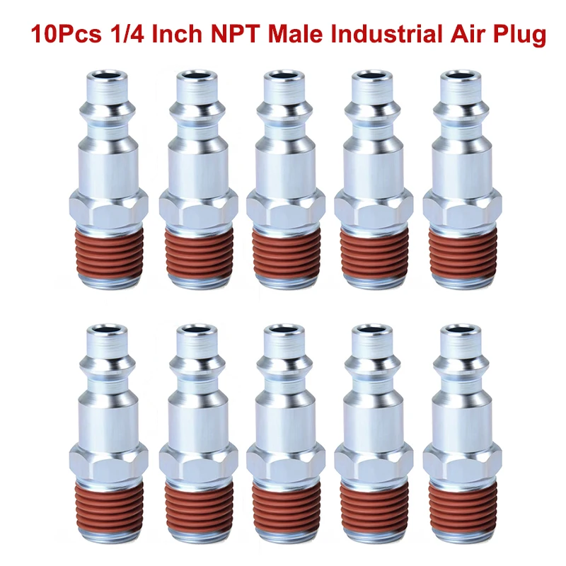 

10Pcs 1/4" NPT Male Industrial Air Plug Quick Connect Air Hose Fittings Pneumatic Repair Plug Compatible with I/M/D Type Coupler