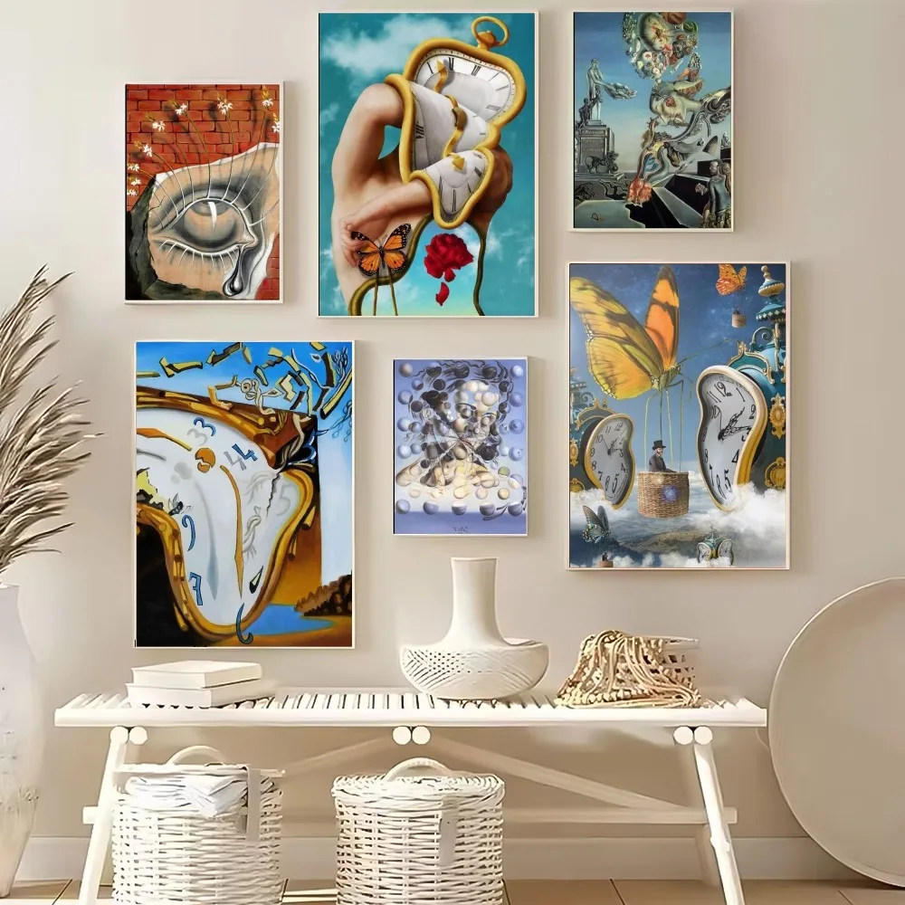 Famous pretty salvador dali art Poster HD Self-Adhesive Wall Art for Living Room Bedroom No Fade Modern Home Decor Stickers
