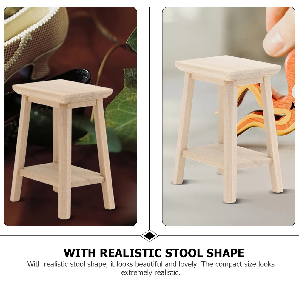 Dollhouse Stool Layout Prop Miniature Model Accessories Furniture Models Wooden Decors Round