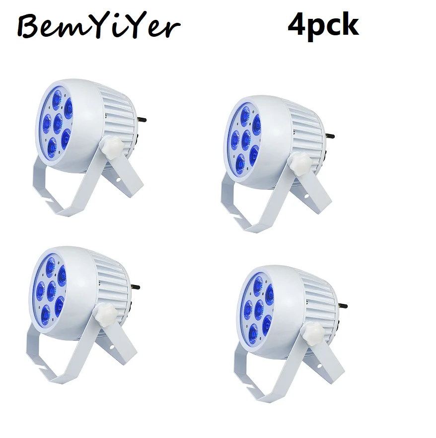 

BemYiYer, комплект из 4 уличных светодиодных прожекторов IP65, 6x18 Вт, с питанием от аккумулятора, управление через Wi-Fi, приложение, беспроводной DMX, ИК, RGBWA+UV 6-в-1, для диджейских вечеринок и свадеб