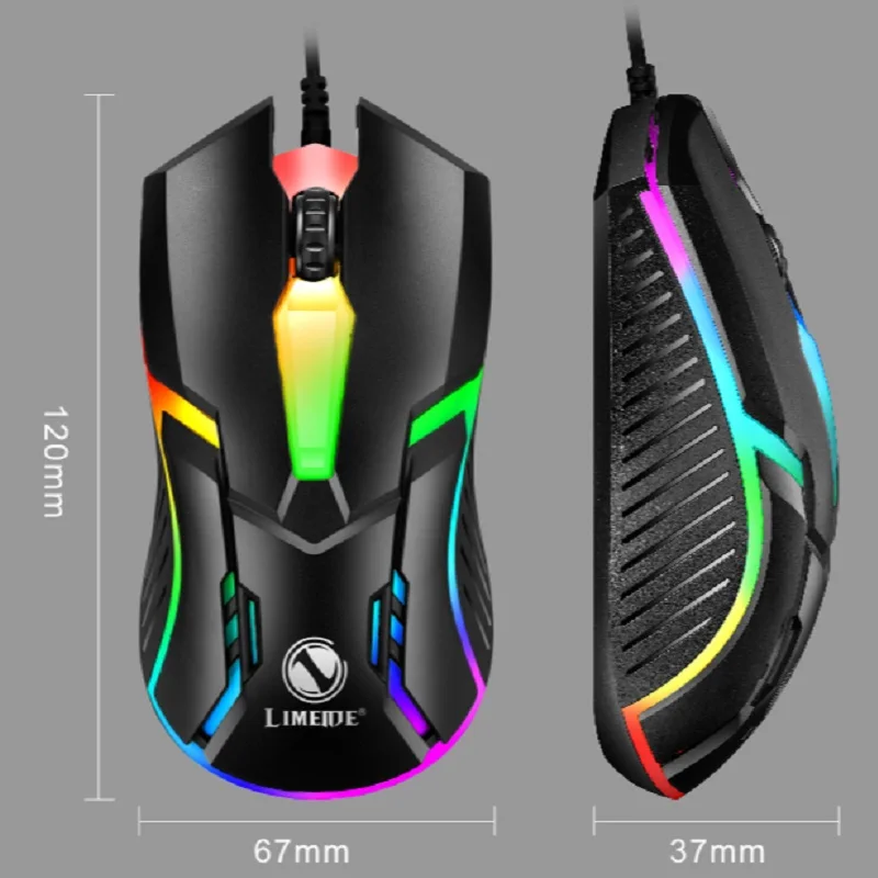 1200DPI USB Wired Gaming Mouse Optical Computer Mouse for PC Laptop 3 Keys Ergonomic Mice Led Light Night Glow Mechanical Mouse