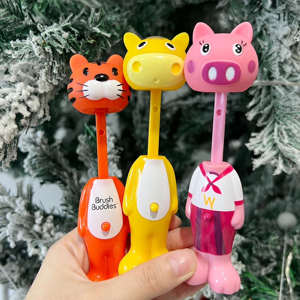 1pcs Cute Child Toothbrush Soft Bristle Kids Tooth Brush Animal Shaped Retractable Bounce Up Toothbrushes Children Tooth Cleaner