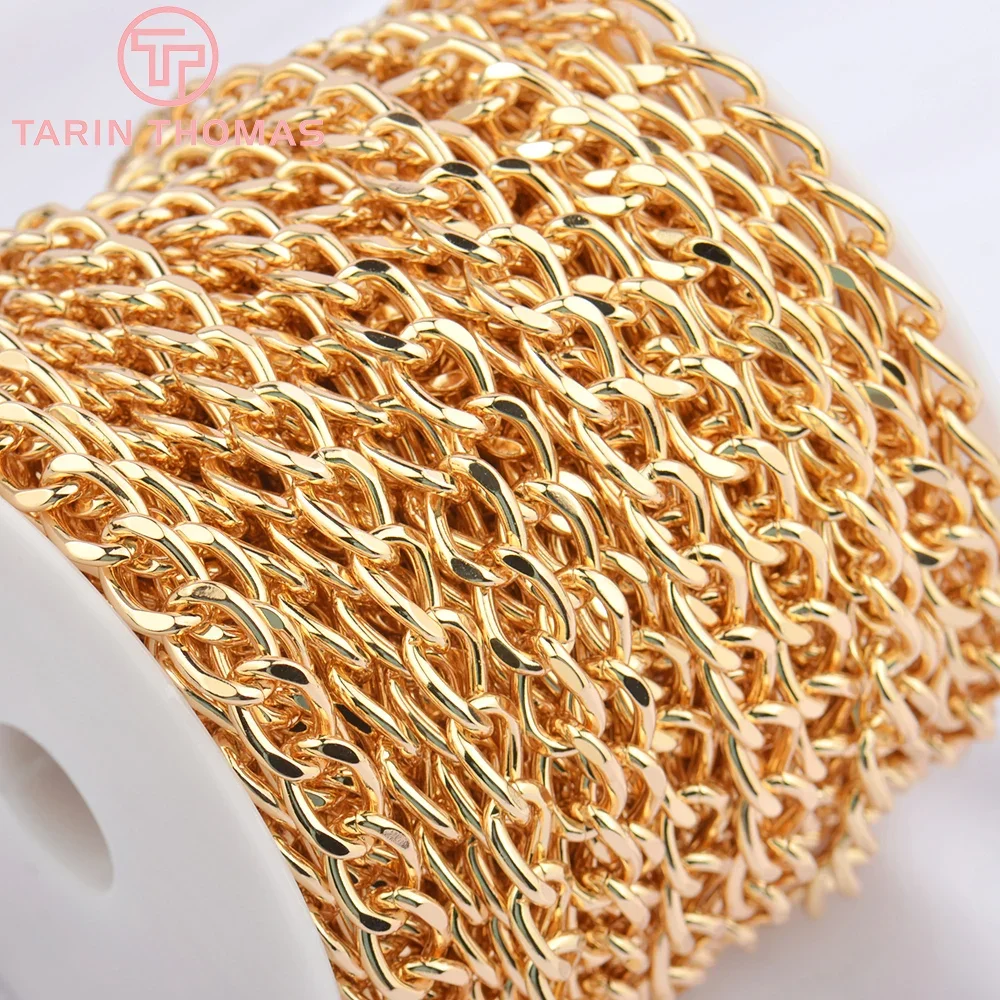 (5109)1 Meter 8x12MM 24K Gold Color Brass Necklace Chains Bracelet Chains High Quality DIY Jewelry Making Findings Wholesale