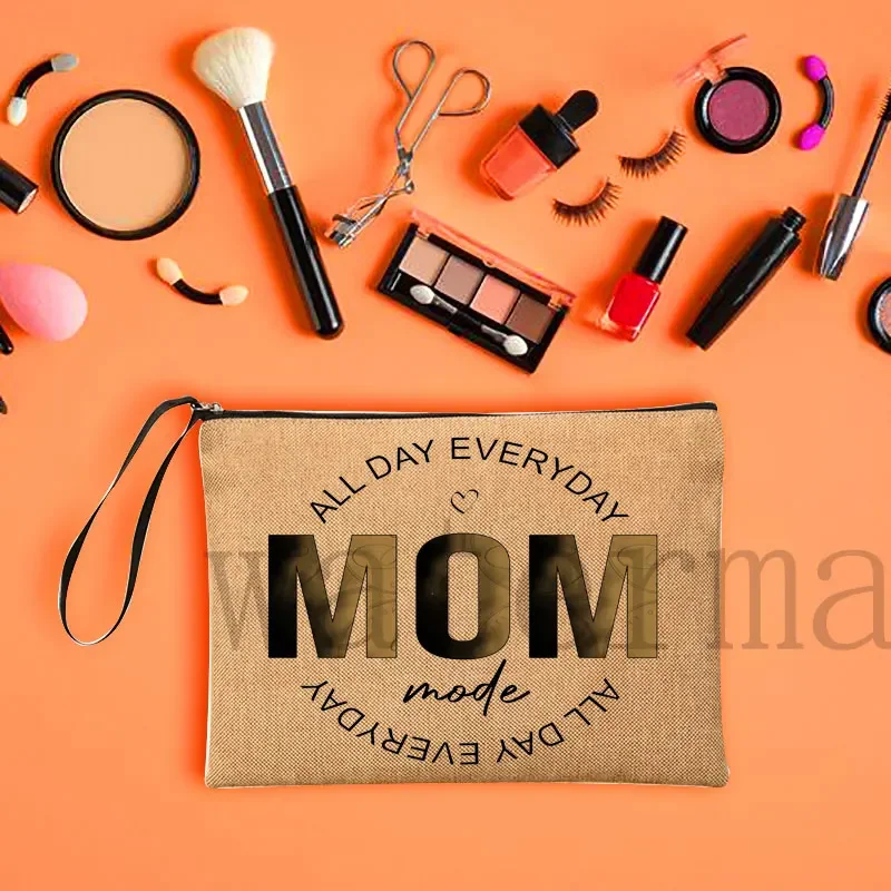 MAMA Thanksgiving Christmas Gift for Mom Fashion Women Zipper Pouch Cosmetic Makeup Bag Blessed Mama Organizer Bags